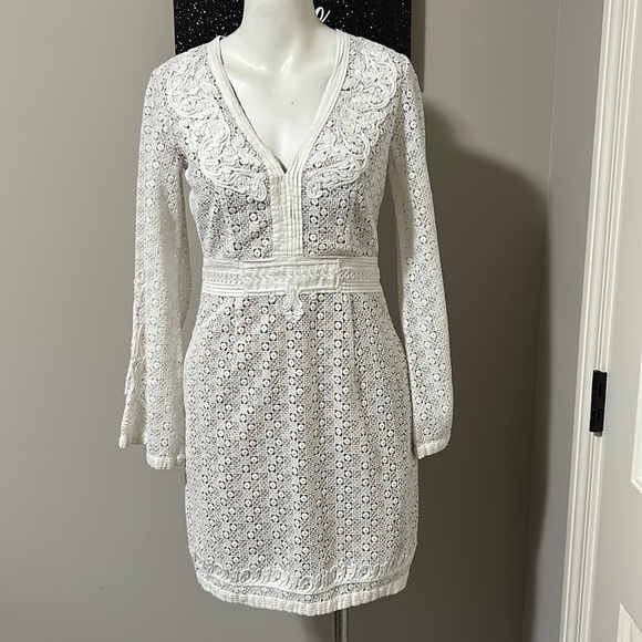 The Kooples Guipure Embroidered Mini Dress Daisy Love White Bridal Brunch Sz M - Picture 4 of 16